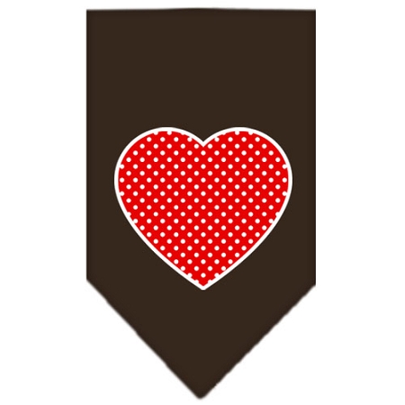Red Swiss Dot Heart Screen Print Bandana Cocoa Large